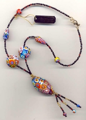 Millefiori Fine Large 46x26mm Oval Tassel Necklace